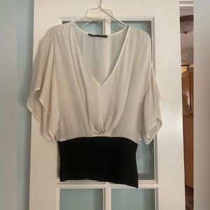 Zara Black & White Dolman Blouse Small